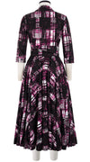Gigi Dress Shirt Collar 3/4 Sleeve Midi Length Cotton Stretch (Pencil Check)