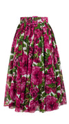Aster Skirt #1 with Belt Midi Length Cotton Musola (Peony Bloom)
