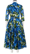 Aster Dress Shirt Collar 3/4 Sleeve Midi Length Cotton Musola (Peony Bloom)