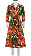 Olivia Dress Shirt Collar 3/4 Sleeve Long Length Cotton Stretch (Peony Bloom)