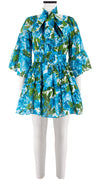 Cozette Dress Square Neck 3/4 Sleeve with Hamilton Belt Mini Length Cotton Musola (Peony Bloom)