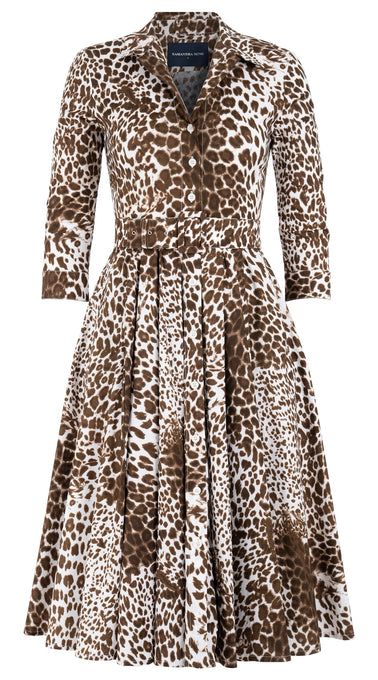 Laurent Dress Shirt Collar 3/4 Sleeve Long Length Cotton Stretch (Pierre Leoparde)