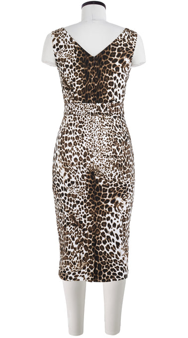 Victoria Dress V Neck Sleeveless Long Length Cotton Dobby Stretch (Pierre Leoparde)