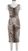Victoria Dress V Neck Sleeveless Long Length Cotton Dobby Stretch (Pierre Leoparde)