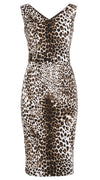Victoria Dress V Neck Sleeveless Long Length Cotton Dobby Stretch (Pierre Leoparde)
