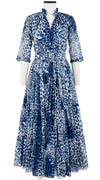 Eden Dress Crew Neck 3/4 Sleeve with Hamilton Belt Maxi Length Cotton Musola (Pierre Leoparde)