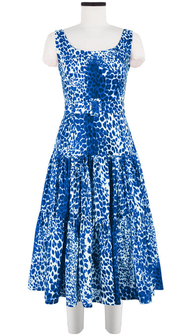 Emma Dress Open U Neck Sleeveless Midi Length Cotton Stretch (Pierre Leoparde)