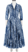 Aster Dress Shirt Collar 3/4 Sleeve Midi Length Cotton Musola (Pierre Leoparde)