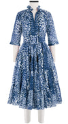 Eden Dress Crew Neck 3/4 Sleeve with Hamilton Belt Midi Length Cotton Musola (Pierre Leoparde)