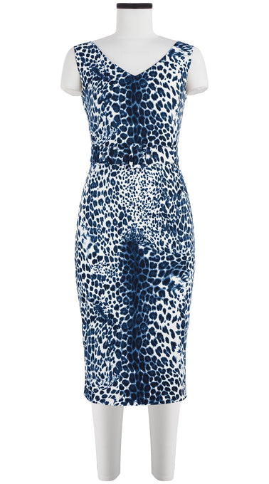 Victoria Dress V Neck Sleeveless Long Length Cotton Dobby Stretch (Pierre Leoparde)