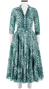 Aster Dress Shirt Collar 3/4 Sleeve Midi Length Cotton Musola (Pierre Leoparde)