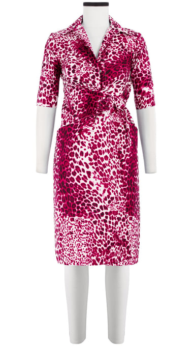 Hepburn Dress Shirt Collar 1/2 Sleeve Cotton Stretch (Pierre Leoparde)