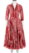 Aster Dress Shirt Collar 3/4 Sleeve Midi Length Cotton Musola (Pierre Leoparde)