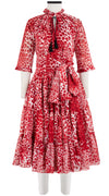 Eden Dress Crew Neck 3/4 Sleeve with Hamilton Belt Midi Length Cotton Musola (Pierre Leoparde)