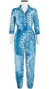 Faya Jumpsuit Shirt Collar 3/4 Sleeve Maxi Length Cotton Musola (Pierre Leoparde)