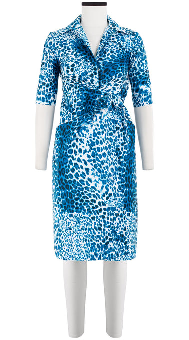 Hepburn Dress Shirt Collar 1/2 Sleeve Cotton Stretch (Pierre Leoparde)