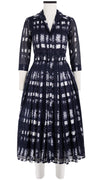 Audrey Dress #4 Shirt Collar 3/4 Sleeve Midi Length Cotton Musola (Plaid Mohair)