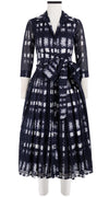 Audrey Dress #4 Shirt Collar 3/4 Sleeve Midi Length Cotton Musola (Plaid Mohair)