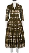 Audrey Dress #4 Shirt Collar 3/4 Sleeve Midi Length Cotton Musola (Plaid Mohair)