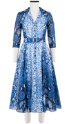 Avenue Dress Shirt Collar 3/4 Sleeve Midi Length Cotton Musola (Python New Straight Bright)