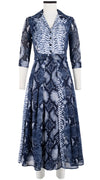 Zeller Dress Shirt Collar 3/4 Sleeve Midi Plus Length Cotton Musola (Python New Straight Bright)