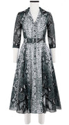 Avenue Dress Shirt Collar 3/4 Sleeve Midi Length Cotton Musola (Python New Straight Bright)