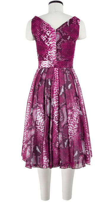 Vivien Dress #1 V Neck Sleeveless Long Length Cotton Musola (Python New Straight Bright)