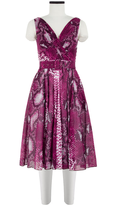 Vivien Dress #1 V Neck Sleeveless Long Length Cotton Musola (Python New Straight Bright)