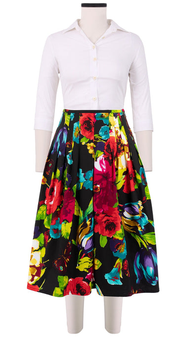 Zelda Skirt Long Length Cotton Stretch (Rose Blossom)