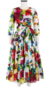 Aster Dress Crew Neck 3/4 Sleeve Midi Length Cotton Musola (Rose Blossom)