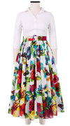 Aster Skirt #1 with Belt Midi Length Cotton Musola (Rose Blossom)