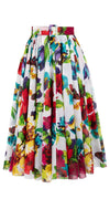 Aster Skirt #1 with Belt Midi Length Cotton Musola (Rose Blossom)