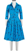 Audrey Dress #1 Shirt Collar 3/4 Sleeve Cotton Stretch (Rose Drop Bright)