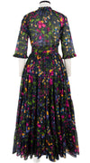 Eden Dress Crew Neck 3/4 Sleeve with Hamilton Belt Maxi Length Cotton Musola (Rossi Linen Flowers)