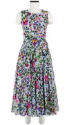 Hana Dress Crew Neck Sleeveless Midi Length Cotton Musola (Rossi Linen Flowers)