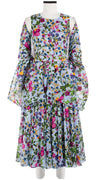 Hana Dress Crew Neck Sleeveless Midi Length Cotton Musola (Rossi Linen Flowers)