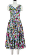 Vivien Dress #1 V Neck Sleeveless Midi Length Cotton Musola (Rossi Linen Flowers)