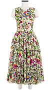 Aster Dress Crew Neck Sleeveless Midi Length Cotton Musola (Rossi Linen Flowers)