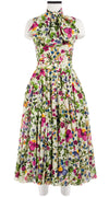 Aster Dress Crew Neck Sleeveless Midi Length Cotton Musola (Rossi Linen Flowers)