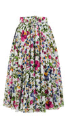 Aster Skirt #1 with Belt Midi Length Cotton Musola (Rossi Linen Flowers)