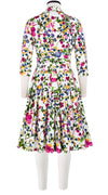 Audrey Dress #2 Shirt Collar 3/4 Sleeve Cotton Stretch (Rossi Linen Flowers)