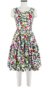 Rose Dress Boat Neck Sleeveless Cotton Stretch (Rossi Linen Flowers)