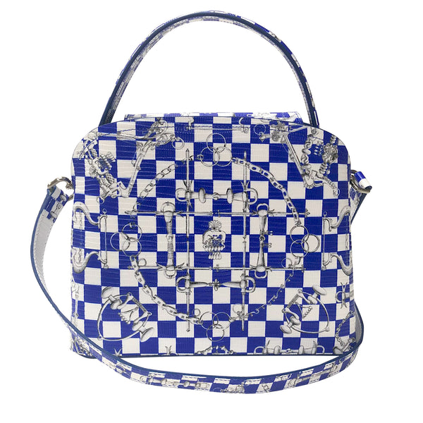 Sara Tote Small_LV Checkers_White Cobalt Blue