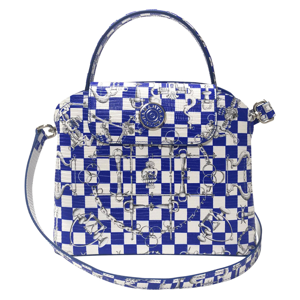 Sara Tote Small_LV Checkers_White Cobalt Blue