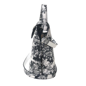Sara Tote Small_Safari Toile White_White Black