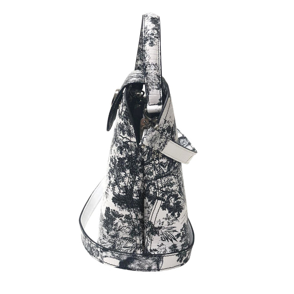 Sara Tote Small_Safari Toile White_White Black