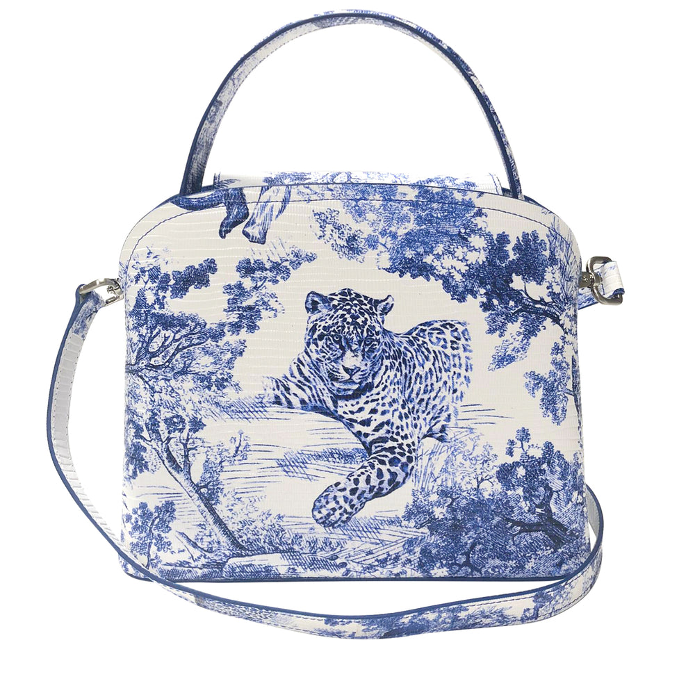 Sara Tote Small_Safari Toile White_White Cobalt Blue