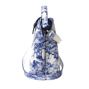 Sara Tote Small_Safari Toile White_White Cobalt Blue