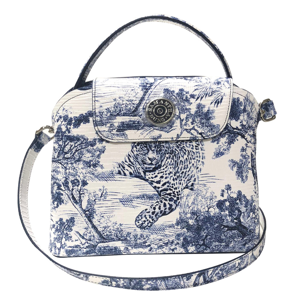 Sara Tote Small_Safari Toile White_White Indigo