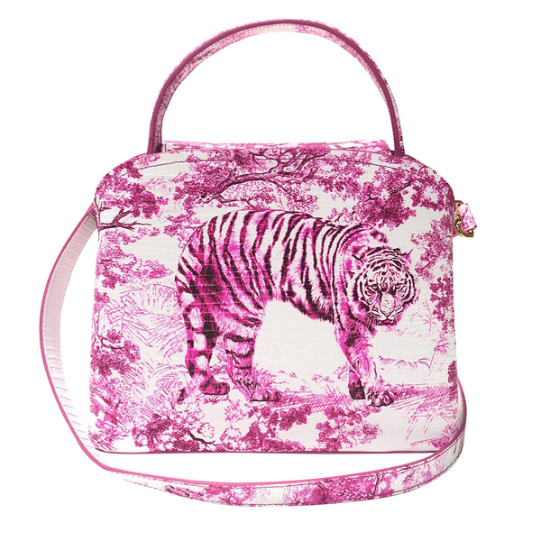 Sara Tote Small_Safari Toile White_White Pink